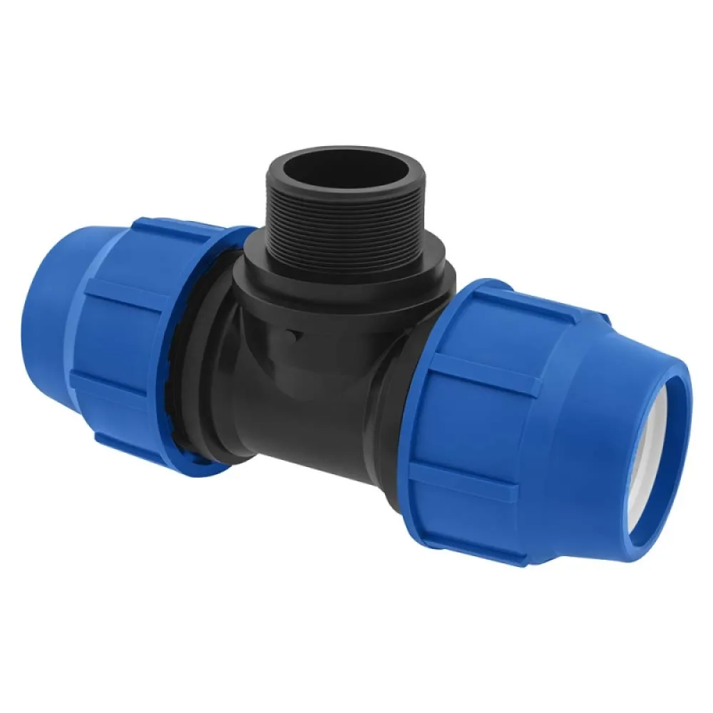Poliext T spojnica PN 16 bara za PE cevi i fiting 75x2 1/2″x75 spoljašnji navoj