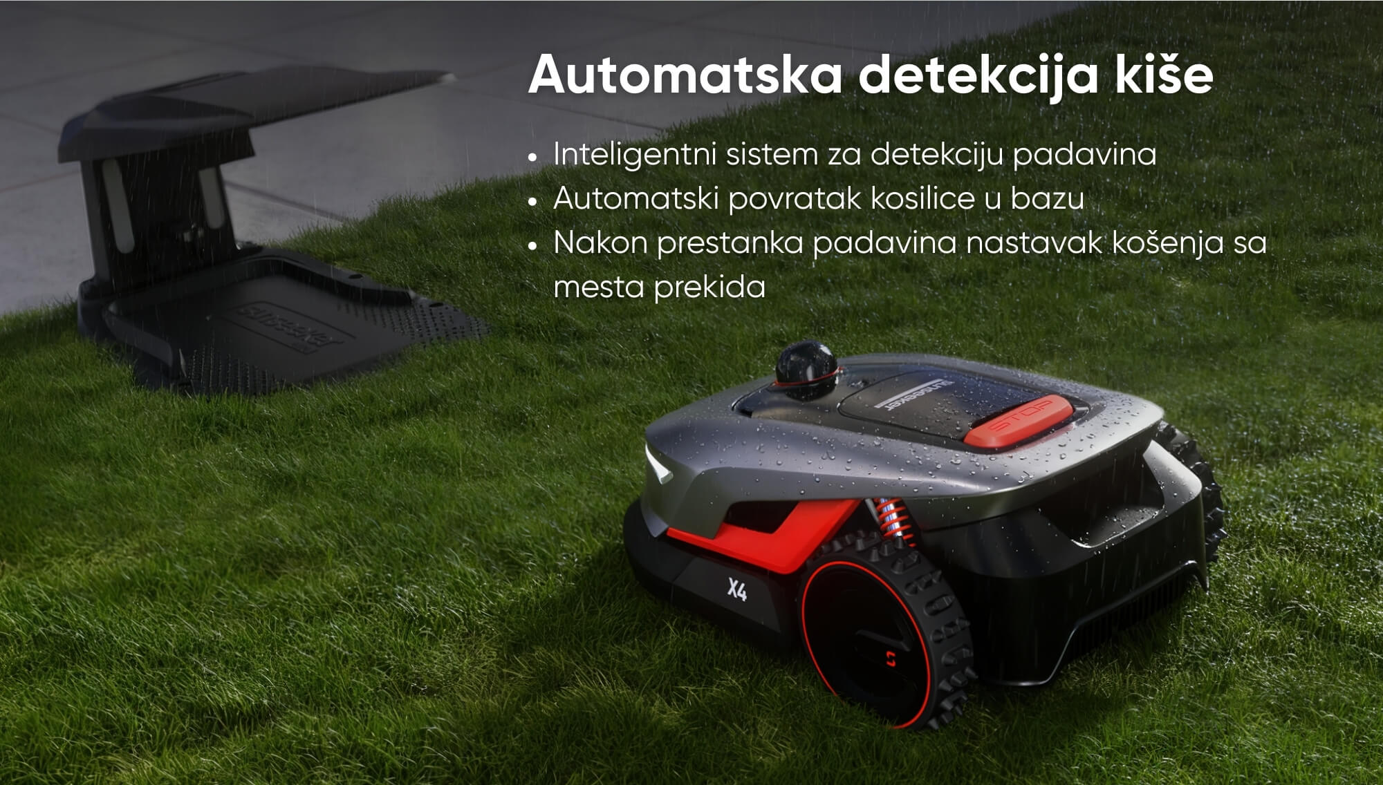 Sunseeker Elite X4 automatsko prilagođavanje košenja po kišnom vremenu