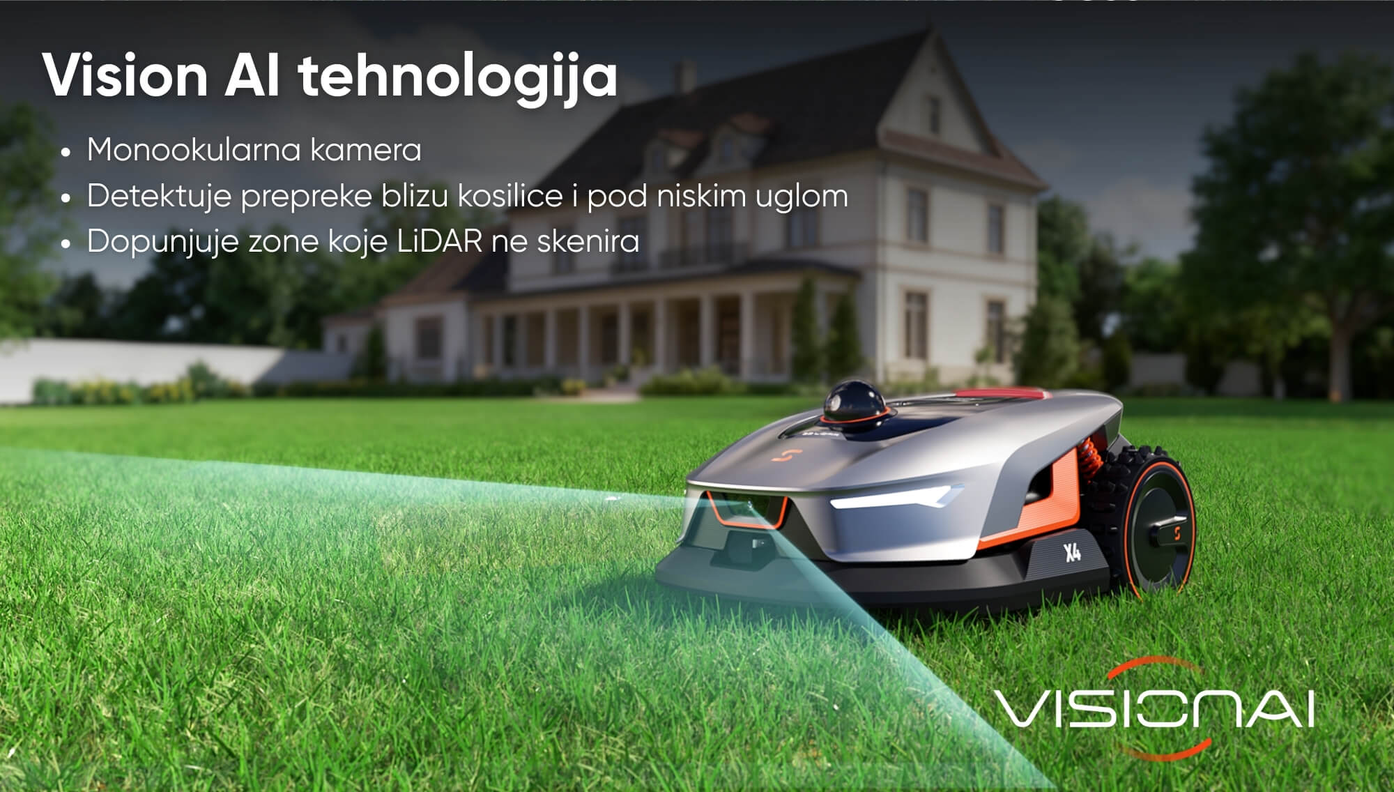Sunseeker Elite X4 robotska kosilica uz Vision AI kameru