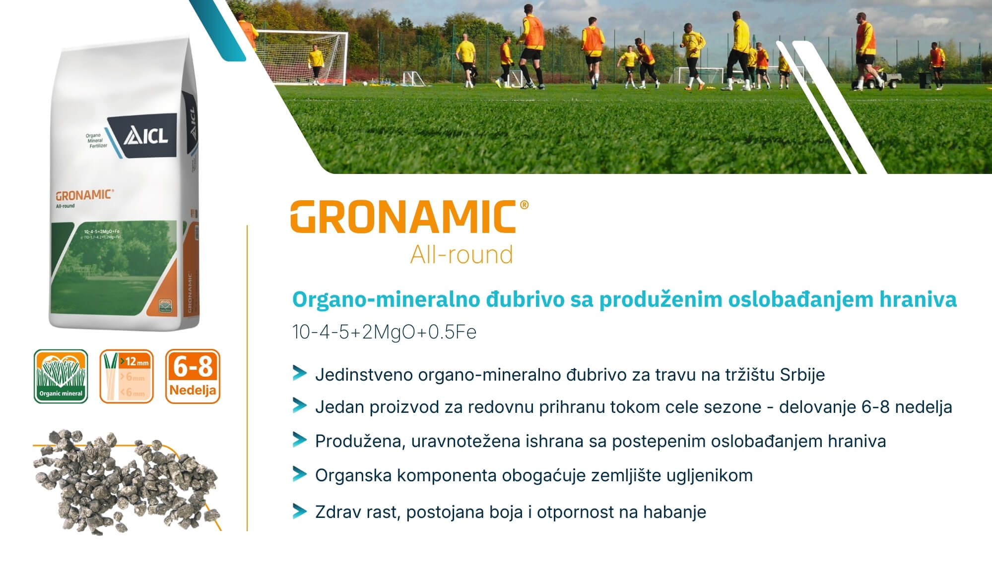 ICL Gronamic All-round organo-mineralno đubrivo za travu - jedan proizvod za celu sezonu