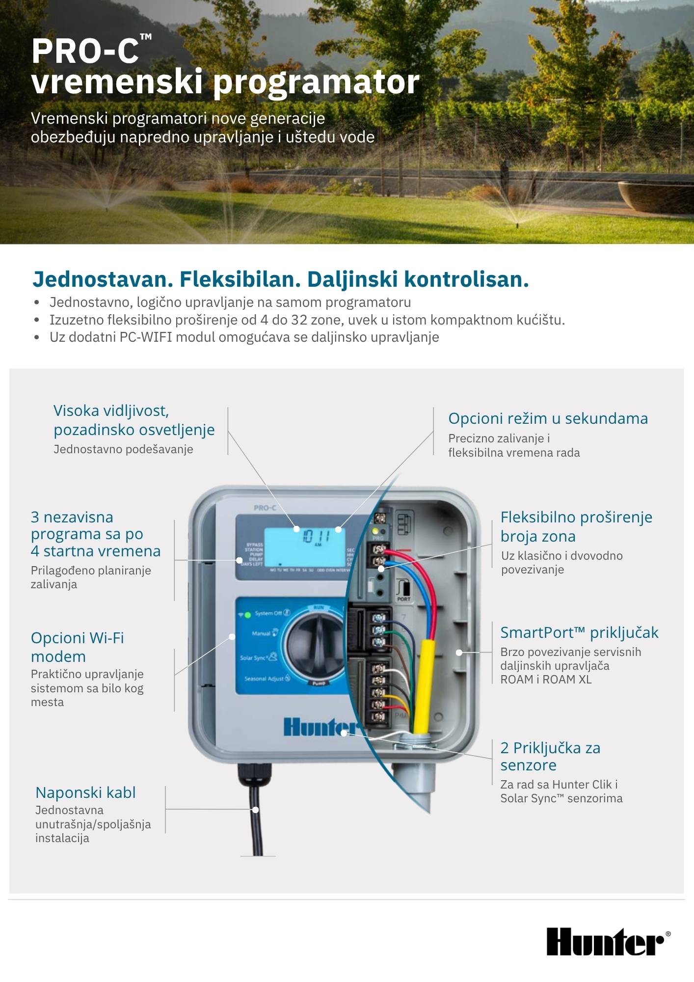 Hunter Pro-C P2C-401-E vremenski programator za navodnjavanje
