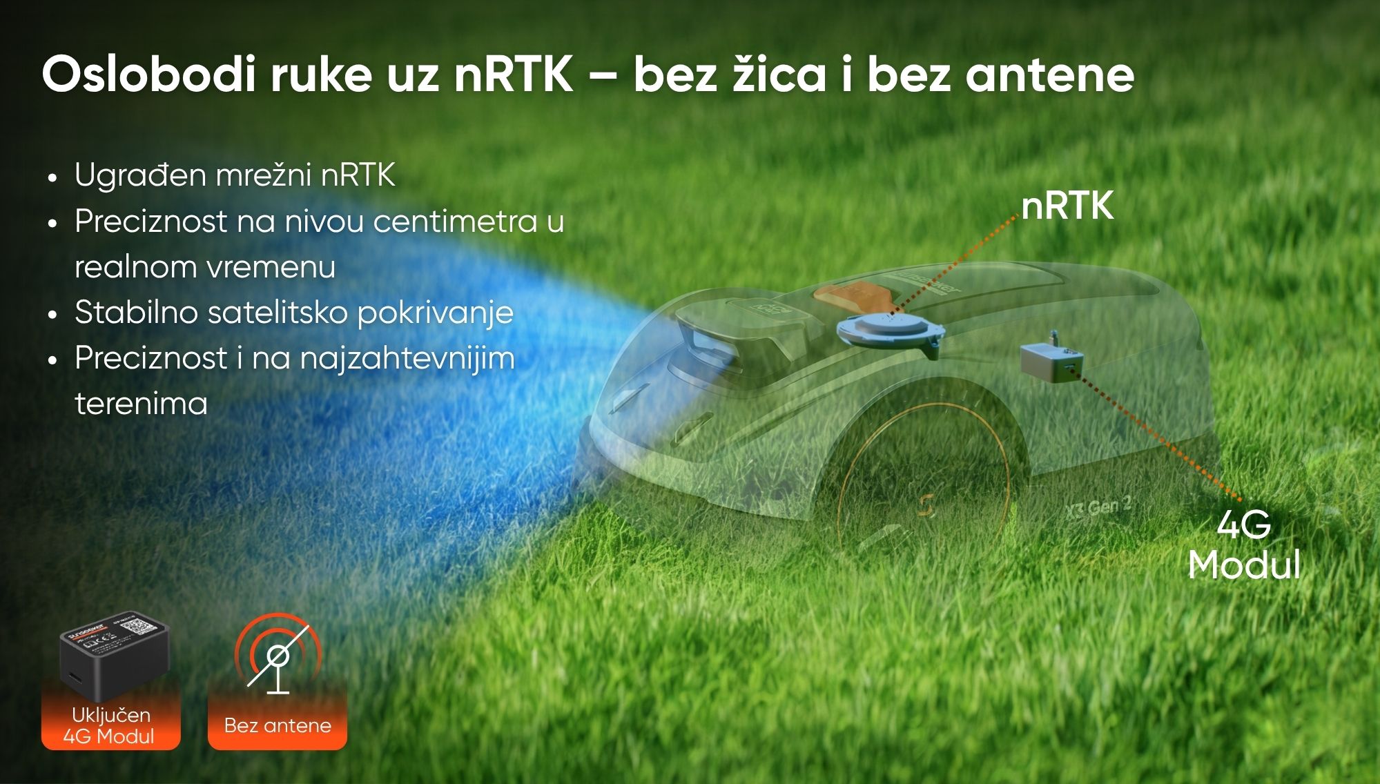 Sunseeker X3 Gen 2 nRTK navigacija bez žice i bez antene sa ugrađenim 4G modulom